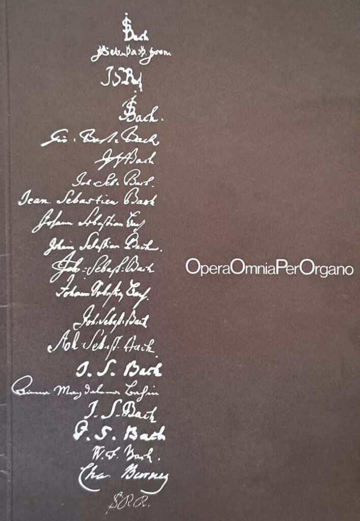 Programma del concerto di Enzo Corti nell’ambito di un’esecuzione dell’Opera Omnia di J. S. Bach. 